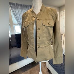 CAbi Khaki Utility Jacket Military Style Button Front Size S